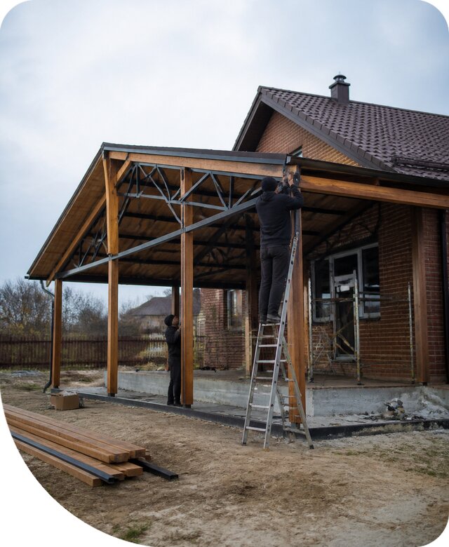 Пристройка навеса к дому и участку в Кондопоге под ключ
